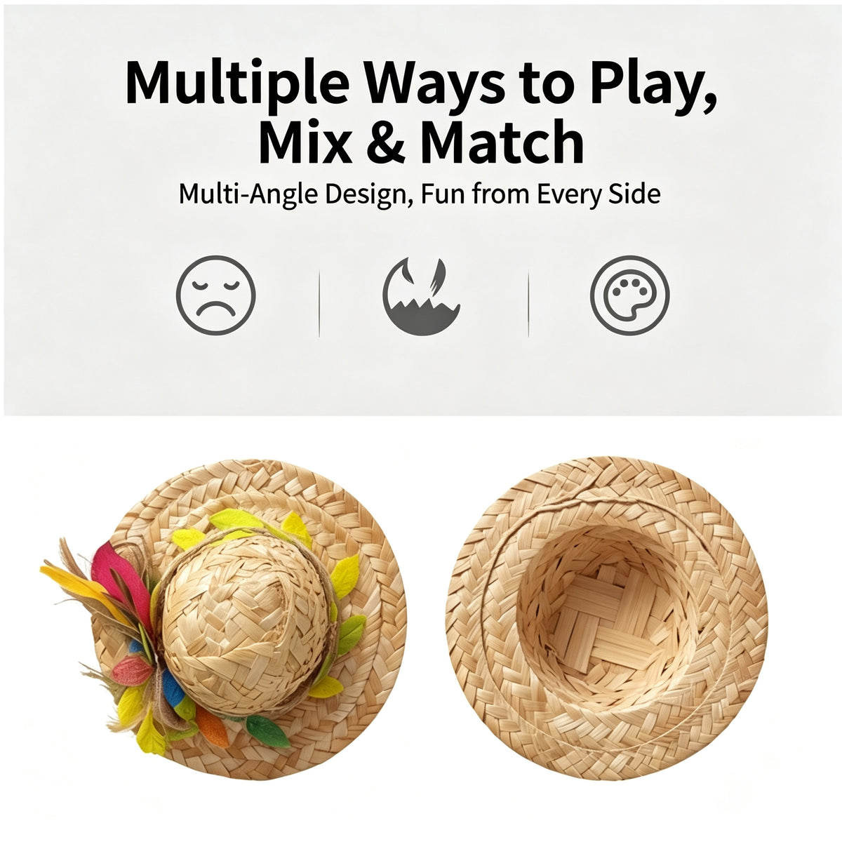 Parrot toys gnawing on straw hats, grinding their mouths to relieve boredom, trendy and trendy parrot bird toys