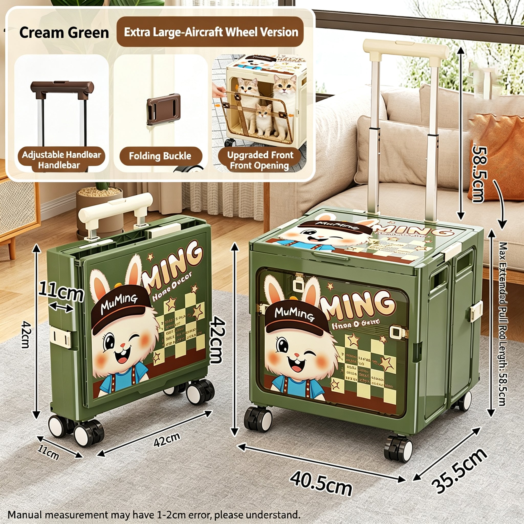 Collapsible Pet Trolley Box,Convenient Outdoor Travel Home for Cats & Small Dogs