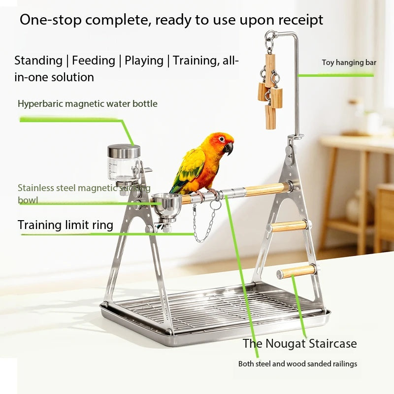 Aluminum Double Parrot Stand for 2 Medium Conure Parrots