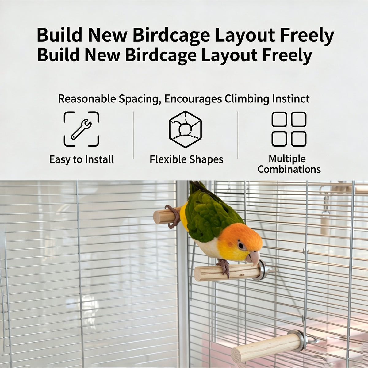 Wild pear wood parrot climbing station stick birdcage accessories bird stand jumping platform can be fixed springboard for self relaxation
