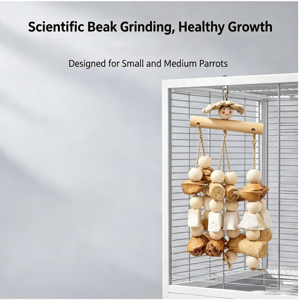 Parrot Bird Toy Explosive Cloth Fruit Solid Wood Ink Fish Bone Mountain Pineapple Parrot Bite Toy Bird Cage Accessories