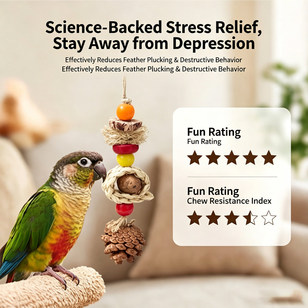 Parrot toy gnawing and biting to relieve boredom, grinding mouth string, corn braid, pine cone, starfruit, silk gourd, web gnawing and biting string, tiger skin, Xuan Feng toy