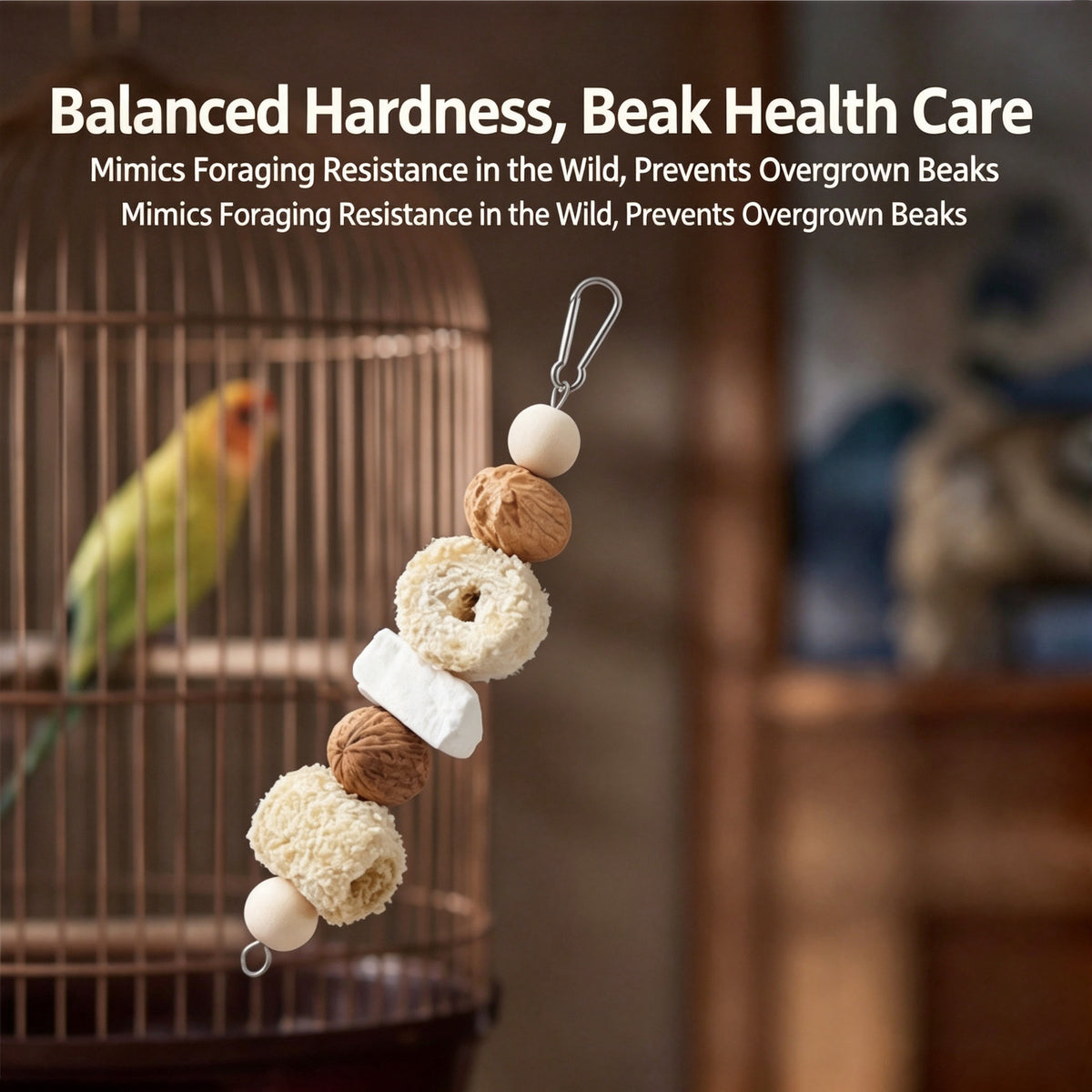 Adding fun and relieving boredom, handmade bird parrot toy, wooden mango squid bone string, venting destruction, gnawing and grinding beak bird toy