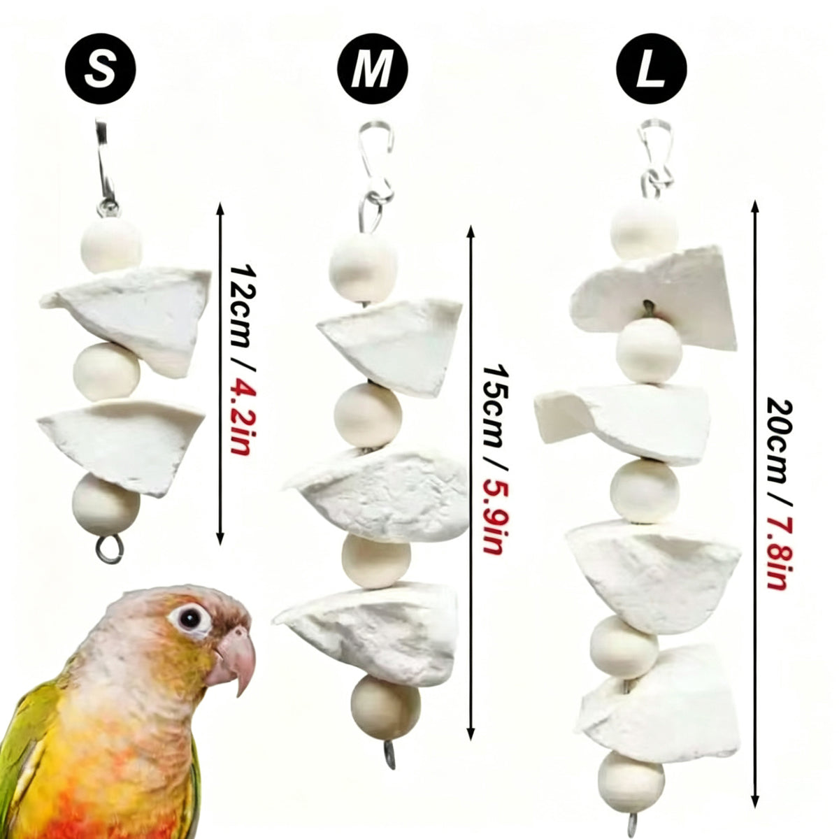Parrot Cuttlefish Bone Hanging Toy - Calcium & Beak Care