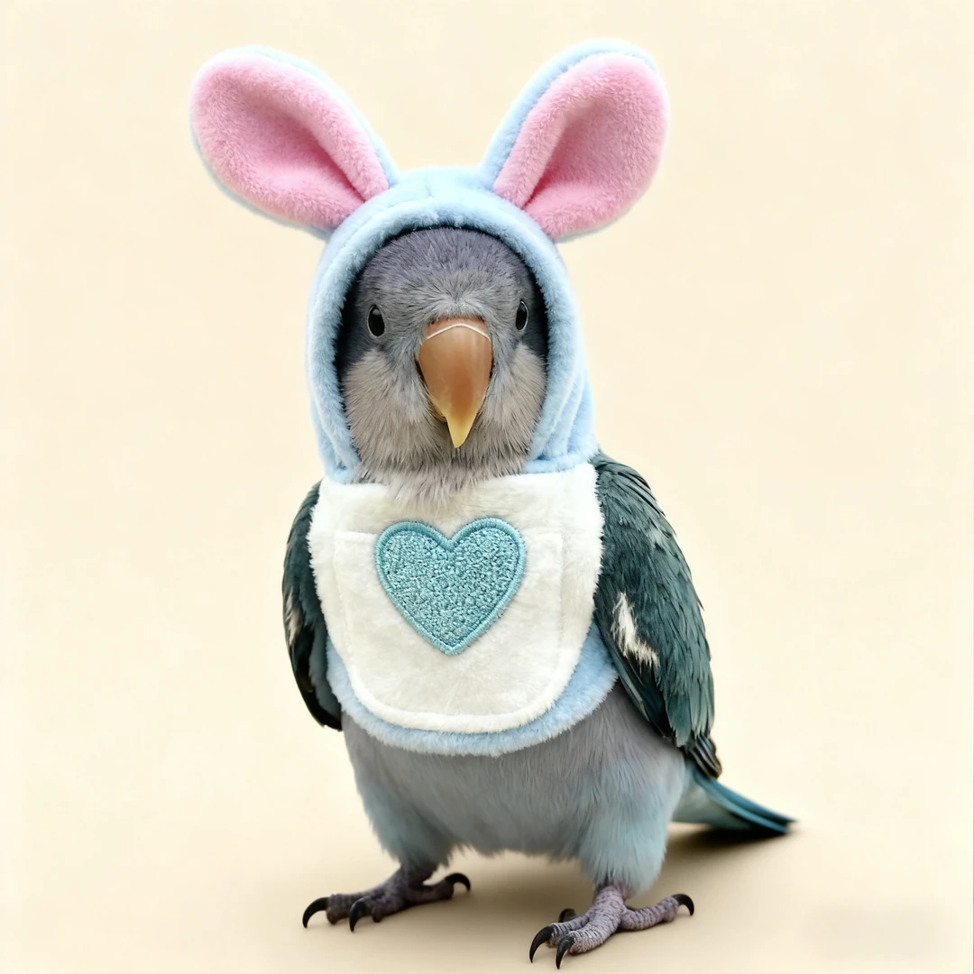 Bunny Ear Fleece Parrot Outfit, Warm Cute Bird Hoodie Costume for Small Medium Parrots