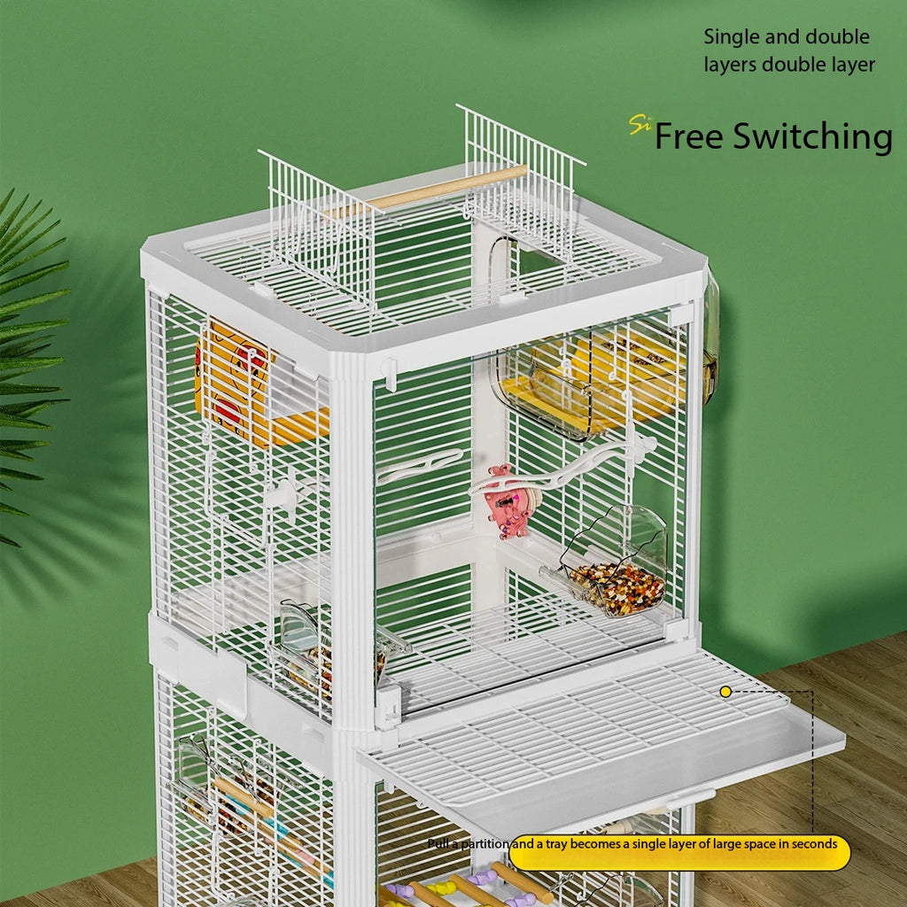 Styles In 1 Bird Cage, Single Or Double Layer Freely Convert For Your Parrots