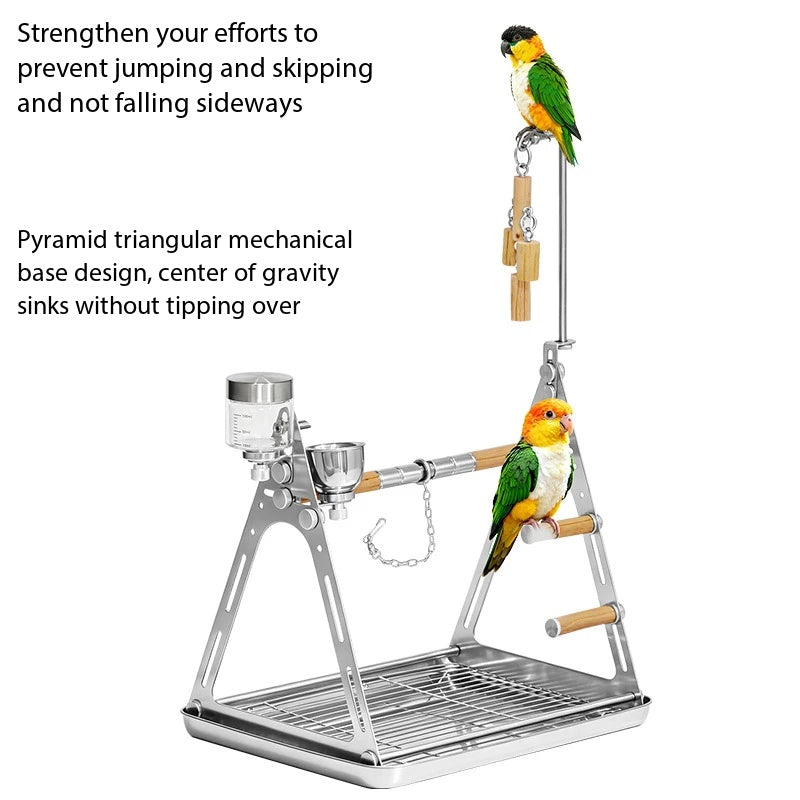 Aluminum Double Parrot Stand for 2 Medium Conure Parrots