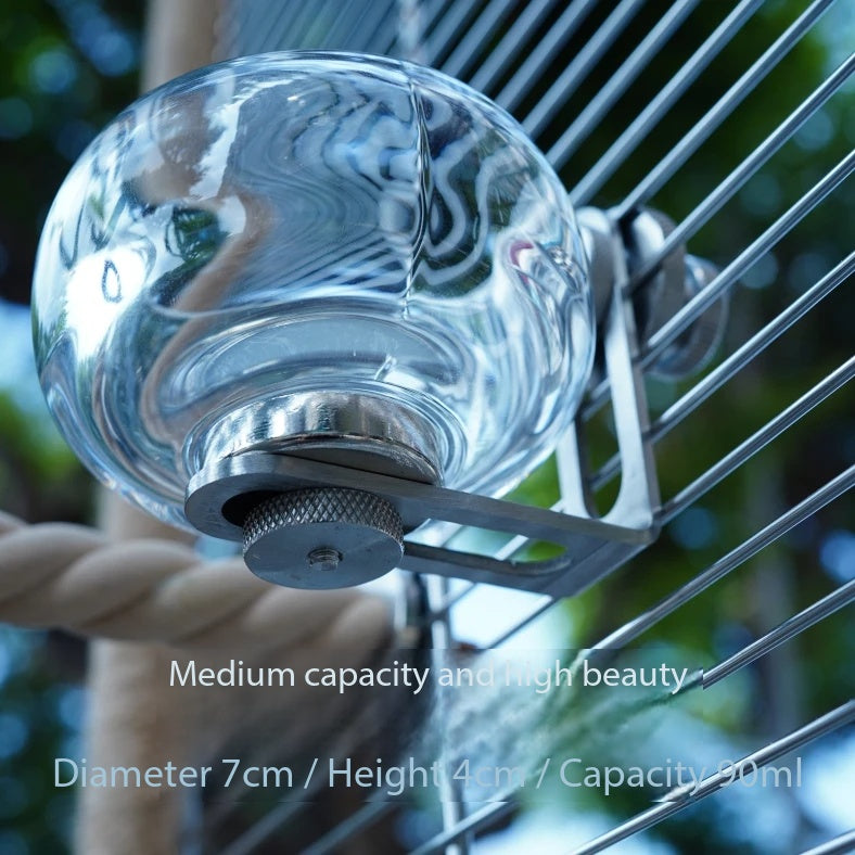 Magnetic Glass Parrot Feeder Box, Easy Install Bird Cage Food Bowl