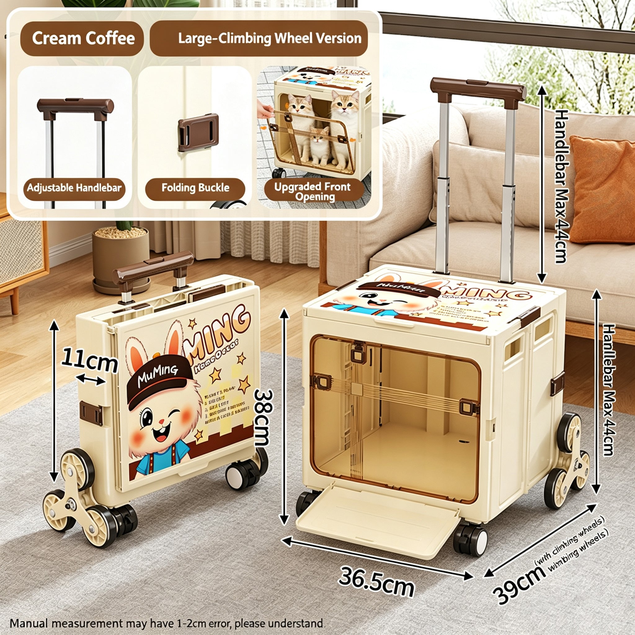 Collapsible Pet Trolley Box,Convenient Outdoor Travel Home for Cats & Small Dogs
