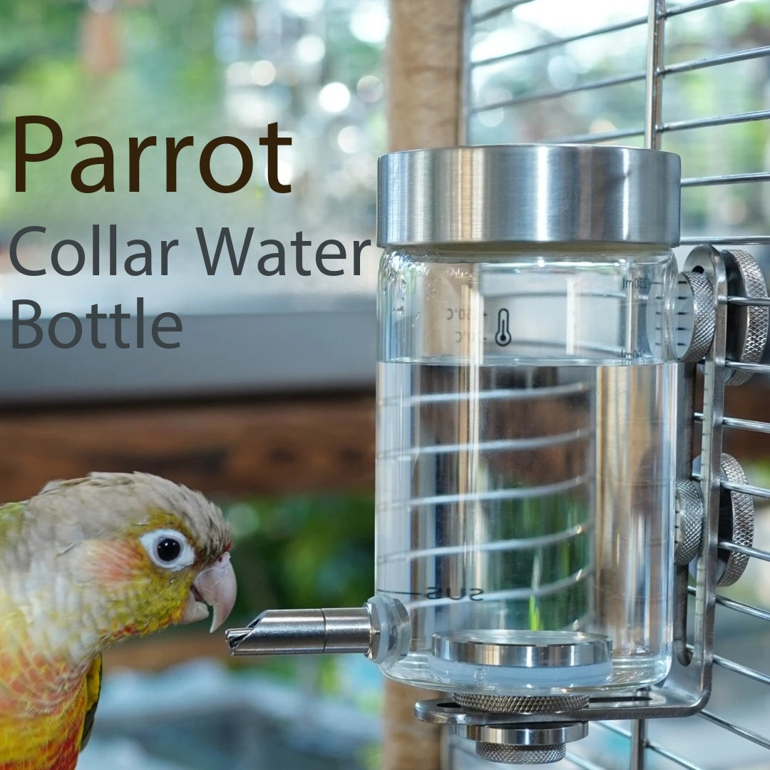 Leakproof Parrot Needle Water Bottle, Adjustable Screw Mount Glass Bird Water Dispenser, BPA Free Bird Cage Hanging Water Feeder
