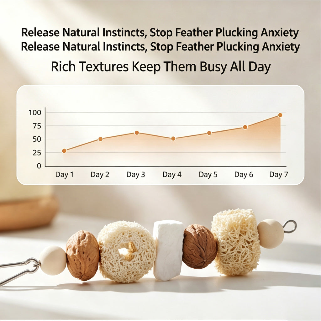Adding fun and relieving boredom, handmade bird parrot toy, wooden mango squid bone string, venting destruction, gnawing and grinding beak bird toy