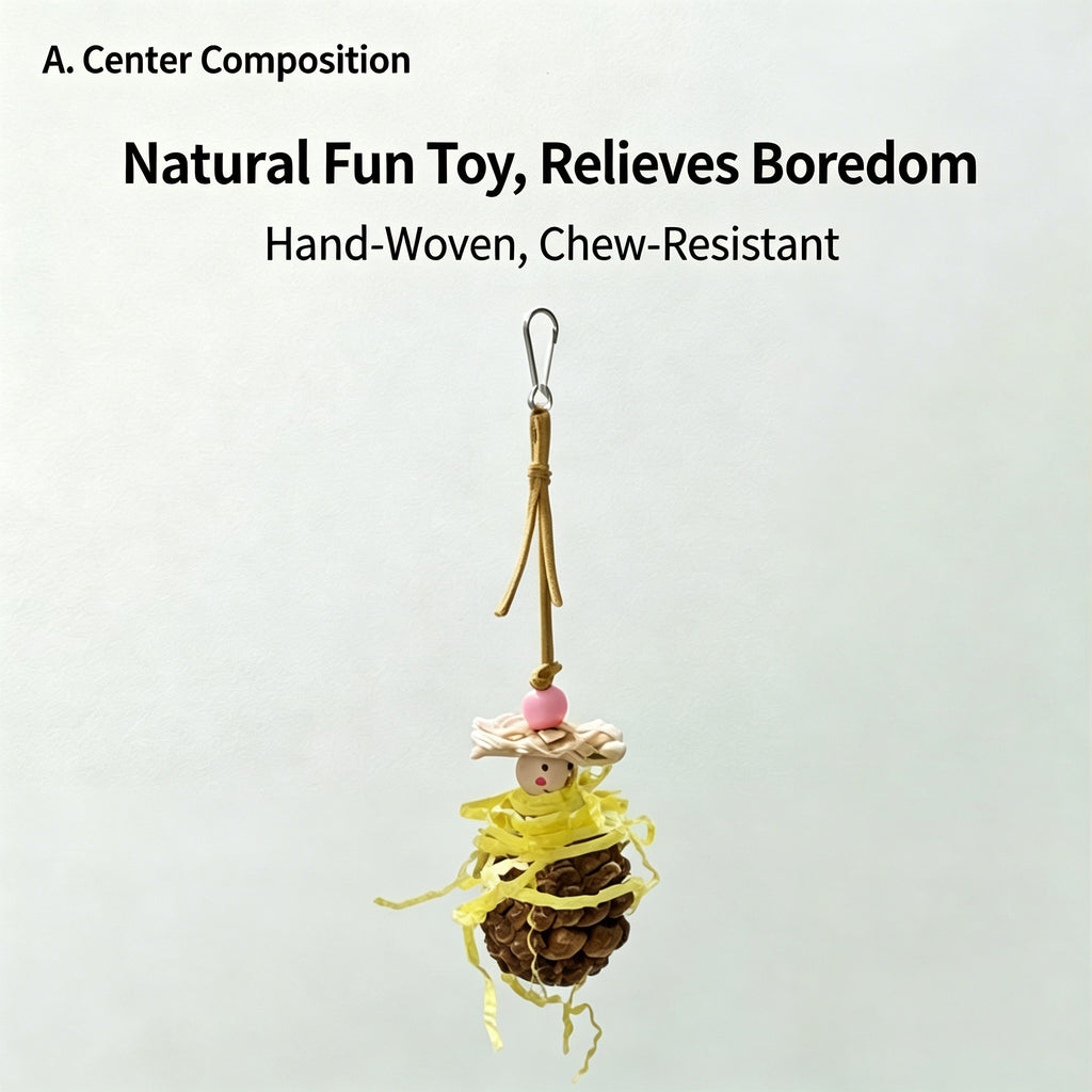 Pinecone Parrot Soothing Bite Toy Natural Mockingbird Toy Bird Cage Pendant Bird Supplies