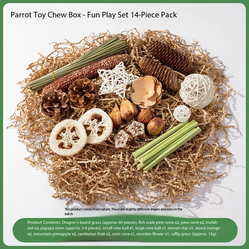 Chio's Parrot Foraging Chewing Toy Kit, All Natural Bird Beak Grinding Toys, Stress Relief Foraging Toys for Conure Parakeet Sun Parrot