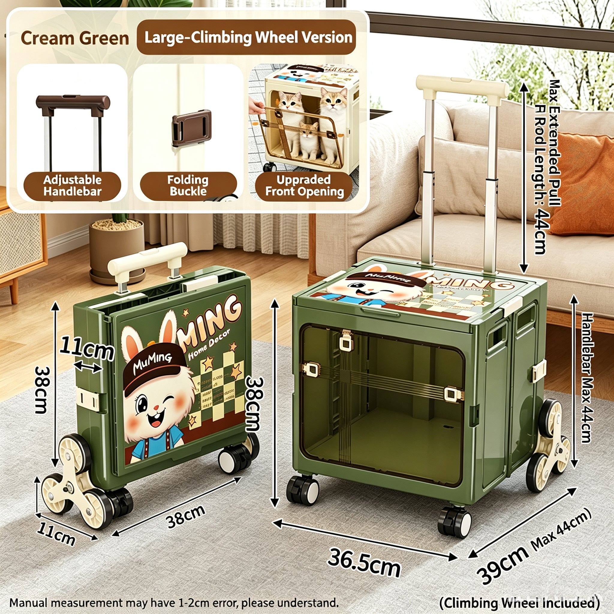 Collapsible Pet Trolley Box,Convenient Outdoor Travel Home for Cats & Small Dogs