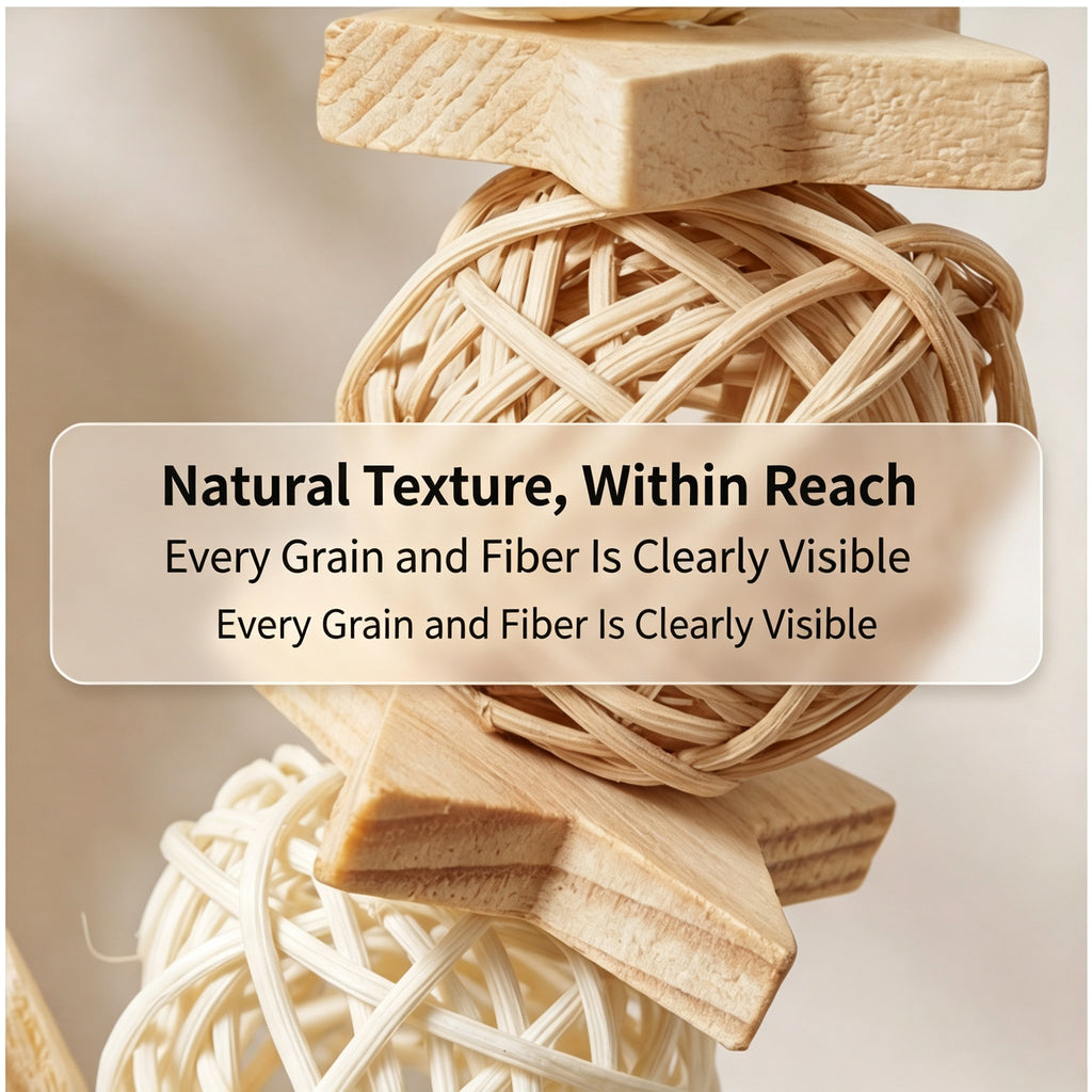Parrot toys, hand woven rattan balls, natural wood, wind swing, rings, grinding mouth, climbing, relieving boredom, self pleasure bird toys