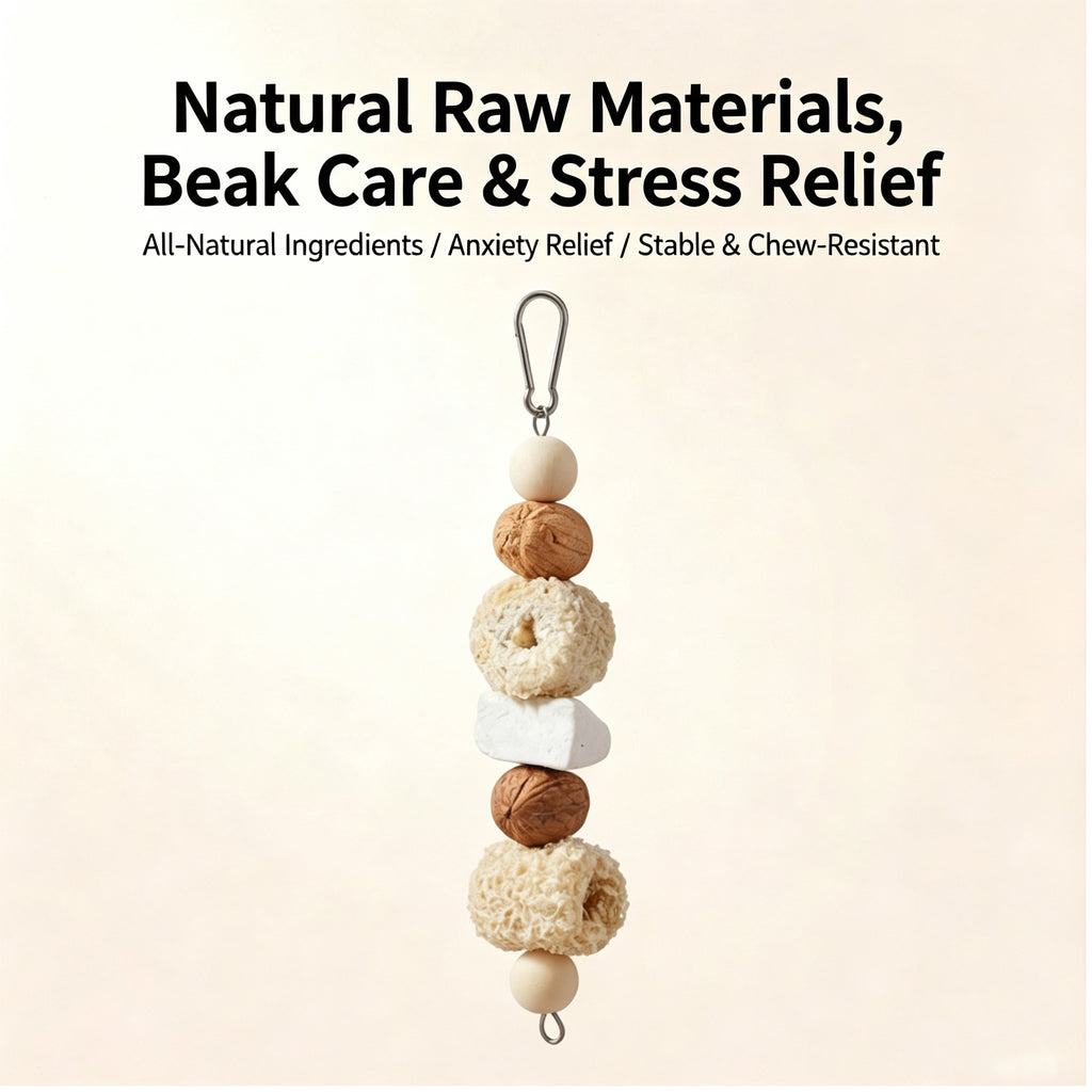 Adding fun and relieving boredom, handmade bird parrot toy, wooden mango squid bone string, venting destruction, gnawing and grinding beak bird toy