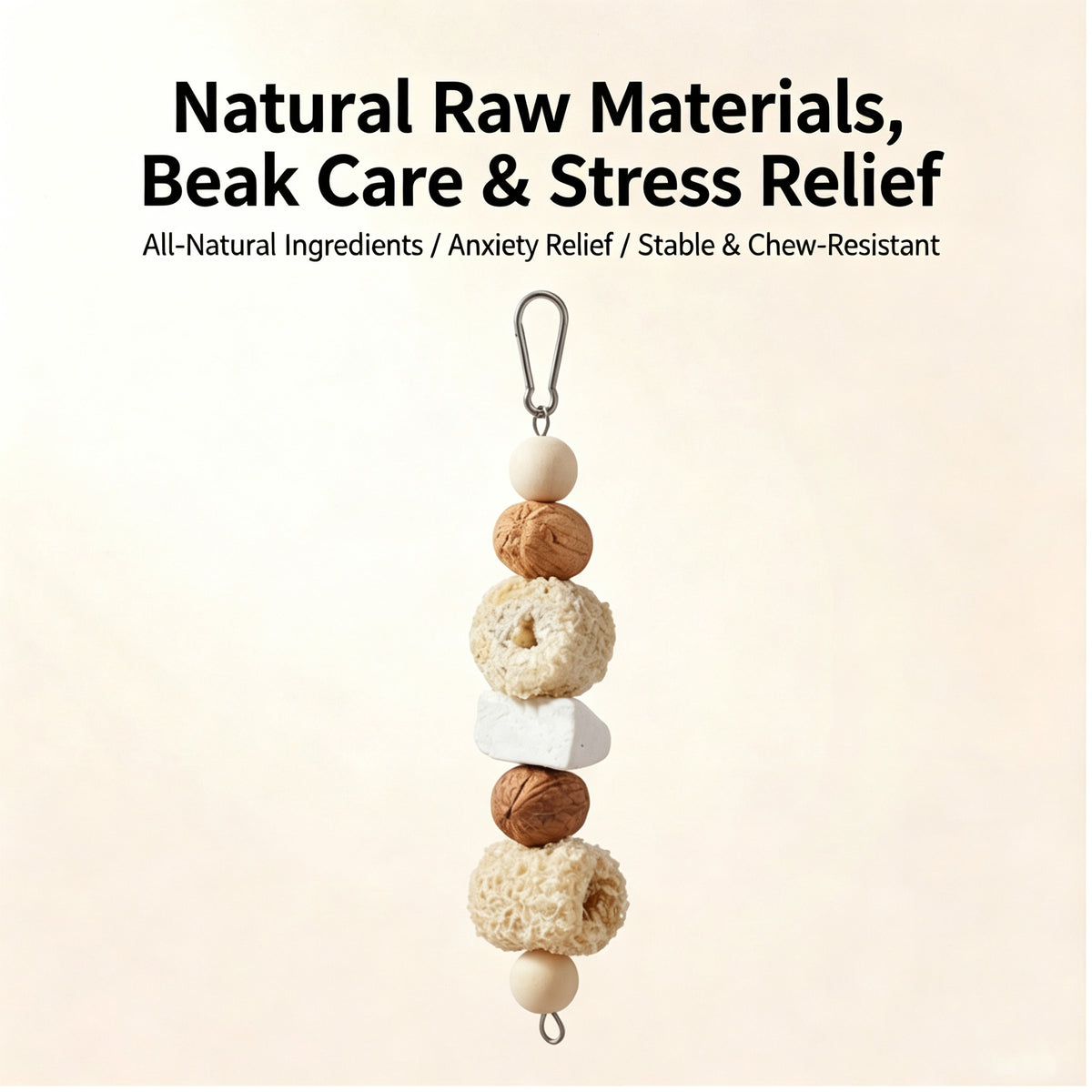Adding fun and relieving boredom, handmade bird parrot toy, wooden mango squid bone string, venting destruction, gnawing and grinding beak bird toy