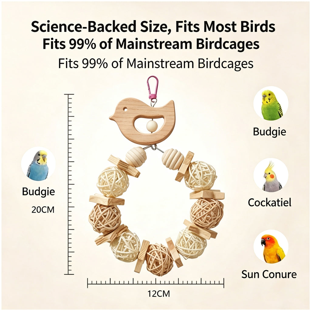 Parrot toys, hand woven rattan balls, natural wood, wind swing, rings, grinding mouth, climbing, relieving boredom, self pleasure bird toys