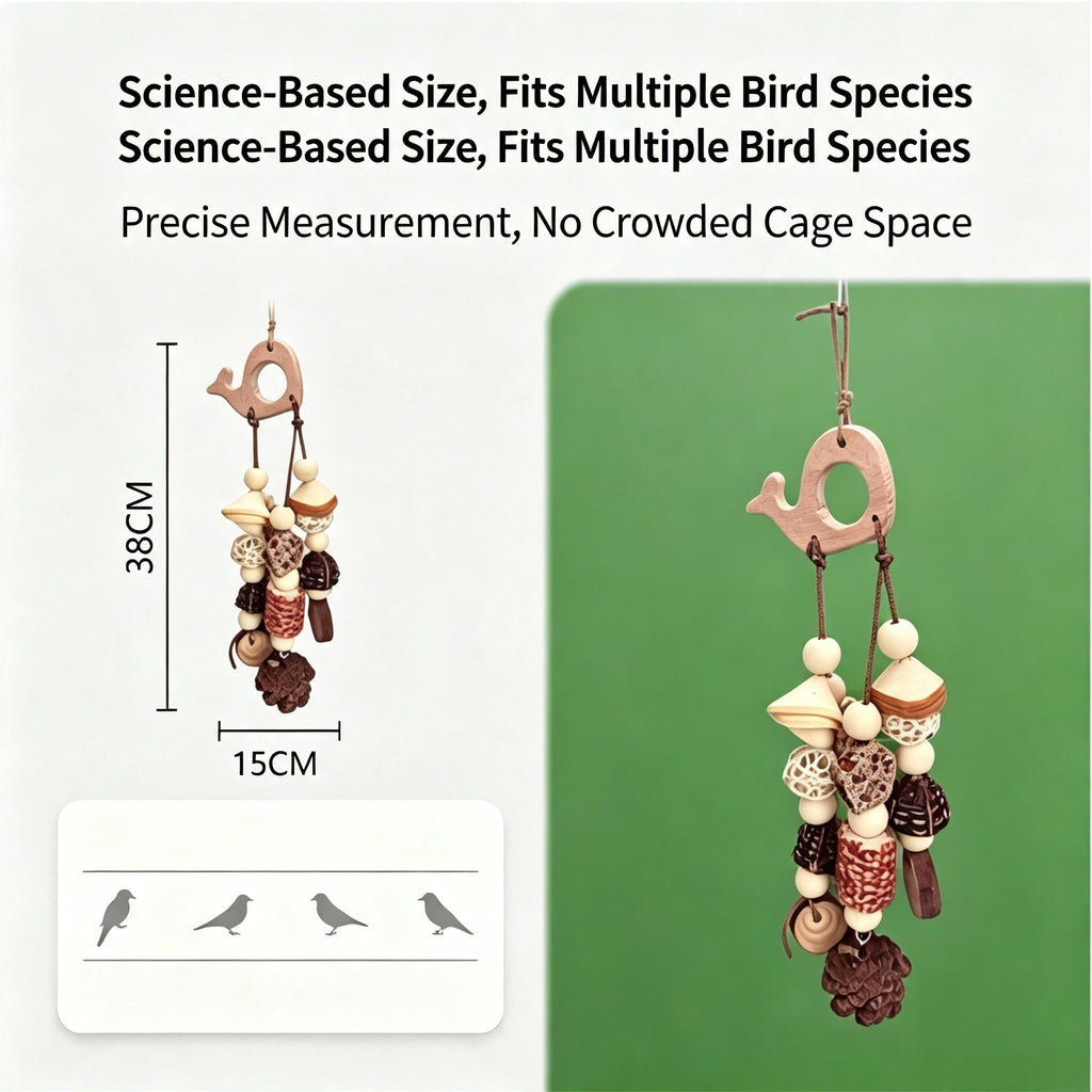 Parrot bird toy, wooden fruit gnawing toy, pine cone, corn cob, apple wood grinding mouth, stuffy bird toy