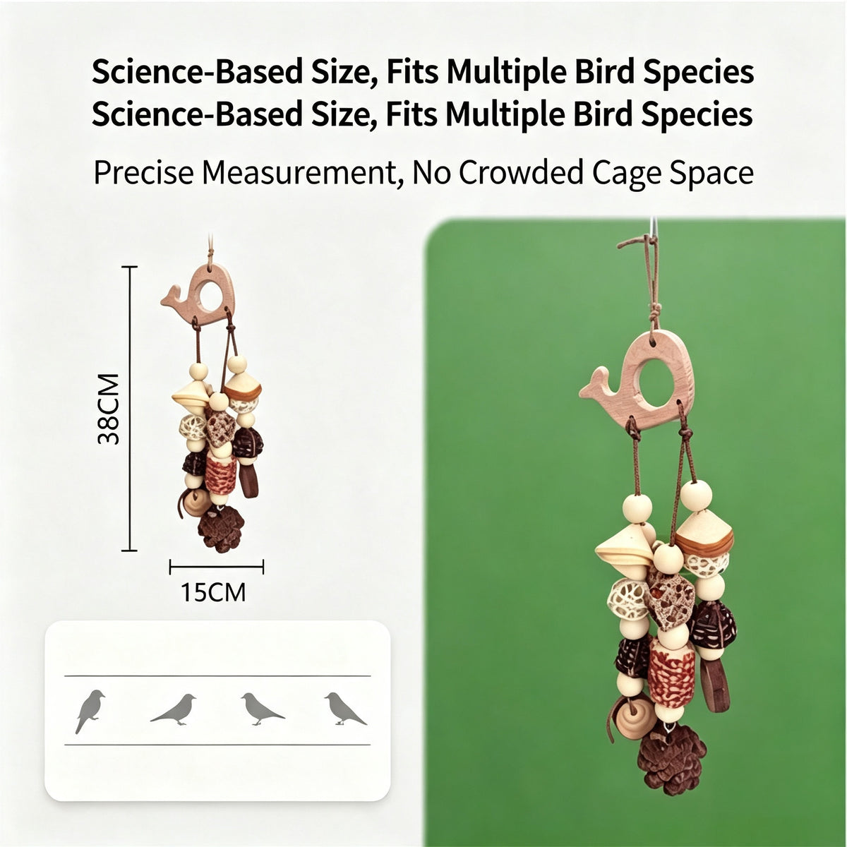 Parrot bird toy, wooden fruit gnawing toy, pine cone, corn cob, apple wood grinding mouth, stuffy bird toy