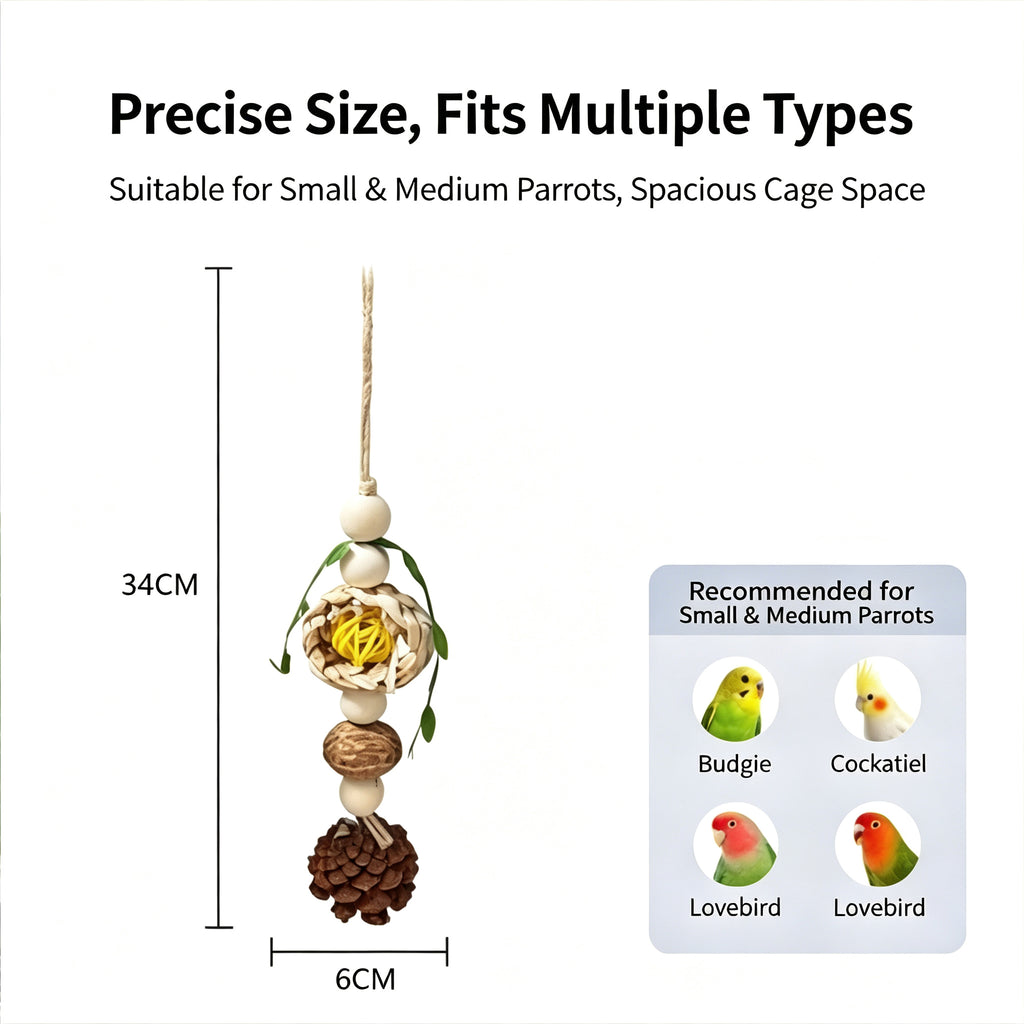 Parrot toys, corn husks, rattan balls, parrot bites, grinds, bird cages, hanging decorations, parrot bird toys