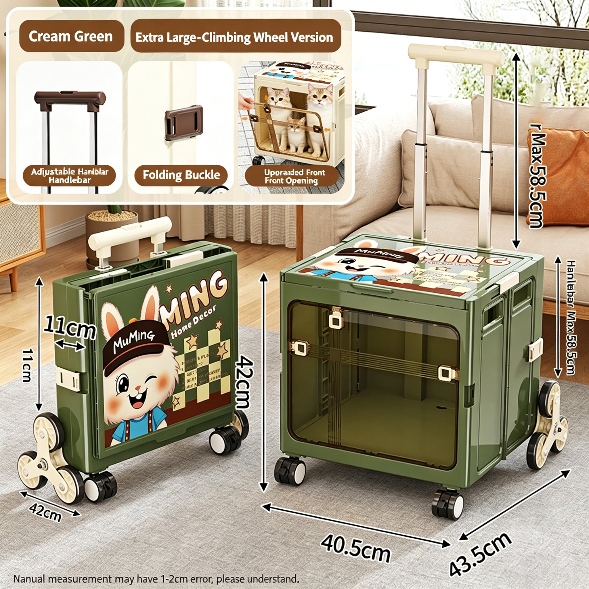 Collapsible Pet Trolley Box,Convenient Outdoor Travel Home for Cats & Small Dogs