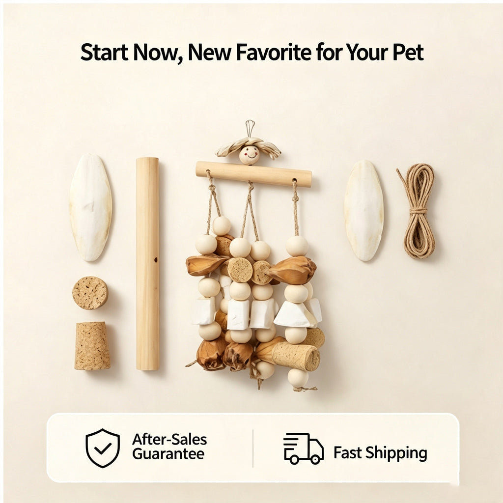 Parrot Bird Toy Explosive Cloth Fruit Solid Wood Ink Fish Bone Mountain Pineapple Parrot Bite Toy Bird Cage Accessories