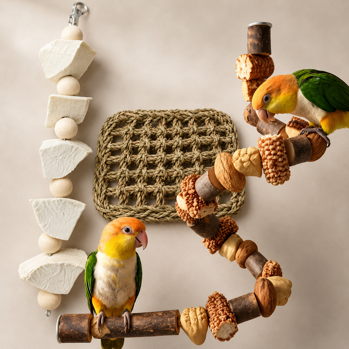 Woven Grass Mat for Parrot - Handmade Chew Toy & Hammock