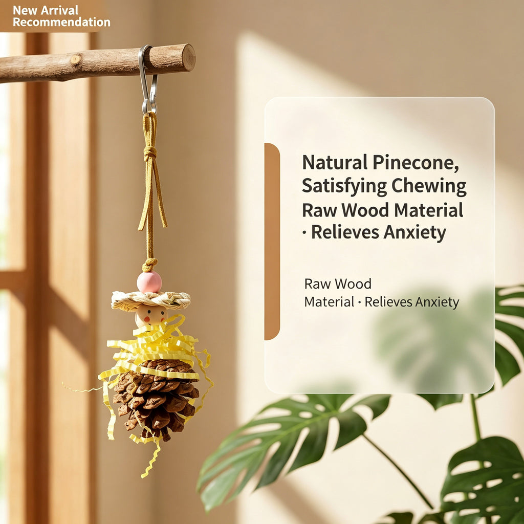 Pinecone Parrot Soothing Bite Toy Natural Mockingbird Toy Bird Cage Pendant Bird Supplies