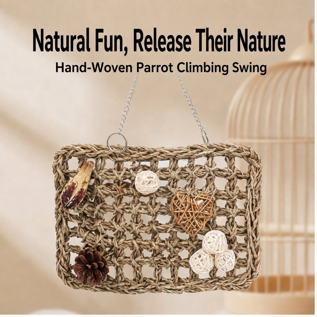 Natural seagrass parrot climbing swing - detail 1