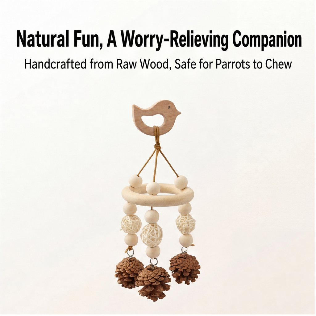 Wooden parrot mobile - detail 1