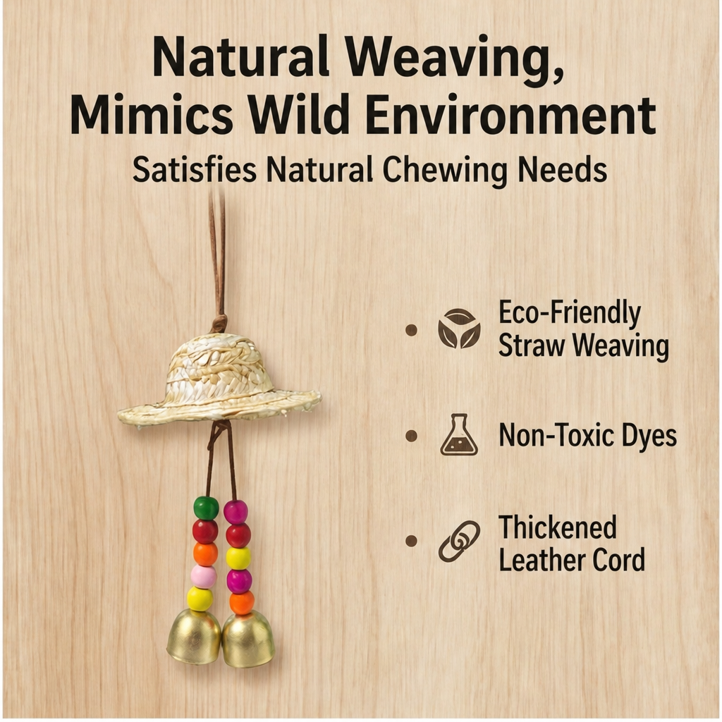 Straw hat parrot toy - detail 2