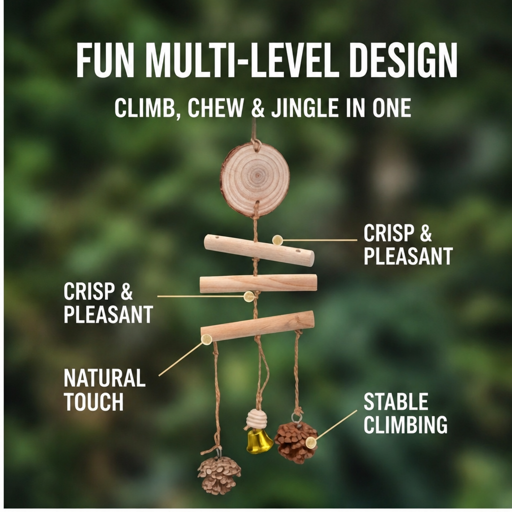 Wood pinecone bell toy - detail 003