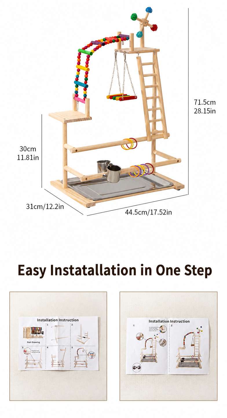 Solid Wood Bird Stand with Tra - detail_006.png