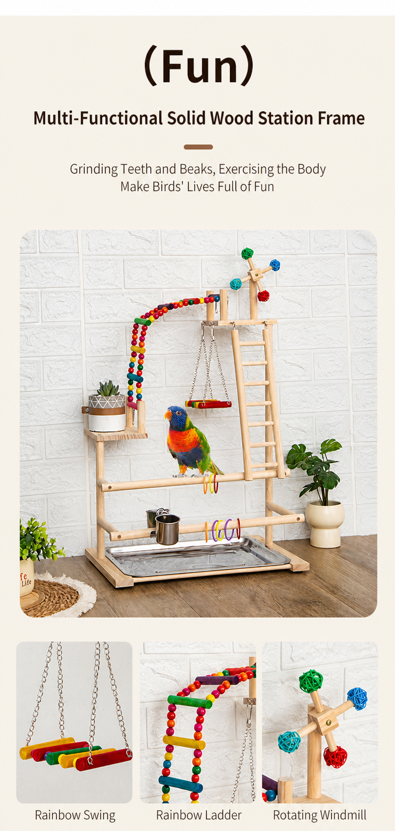 Solid Wood Bird Stand with Tra - detail_007.png