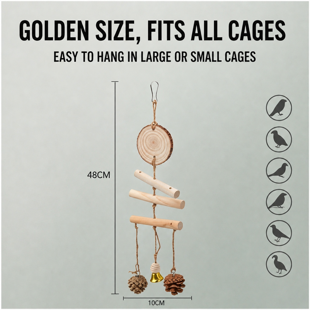 Wood pinecone bell toy - detail 009