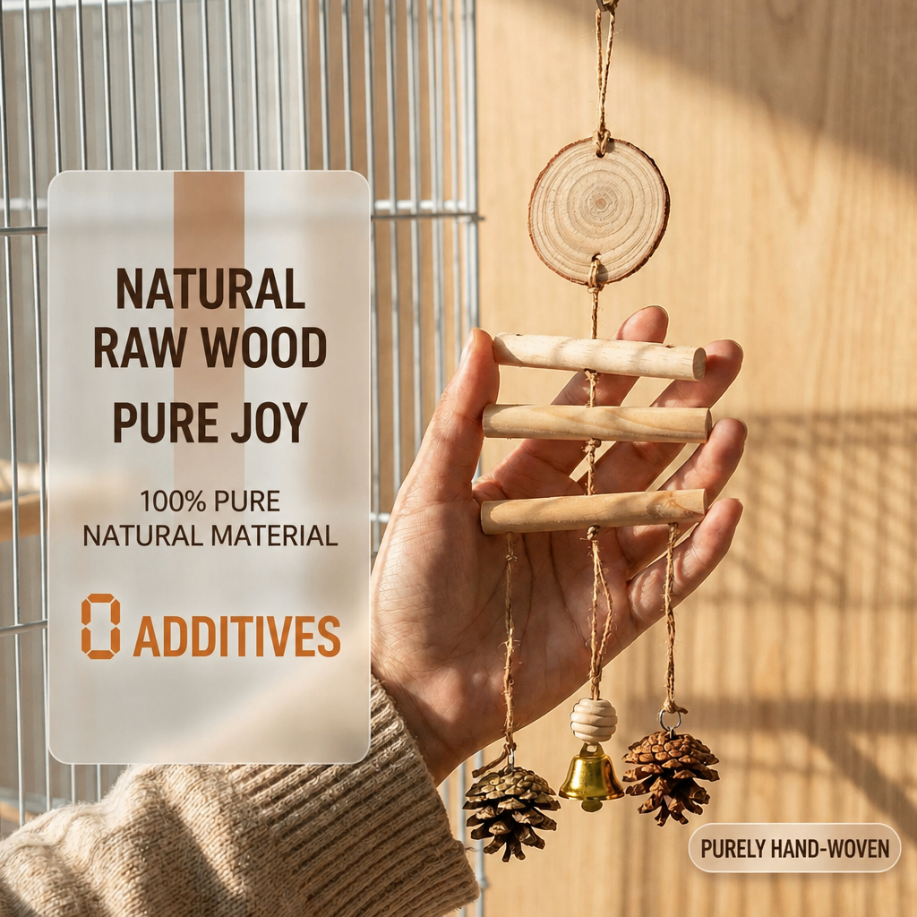 Wood pinecone bell toy - head 001