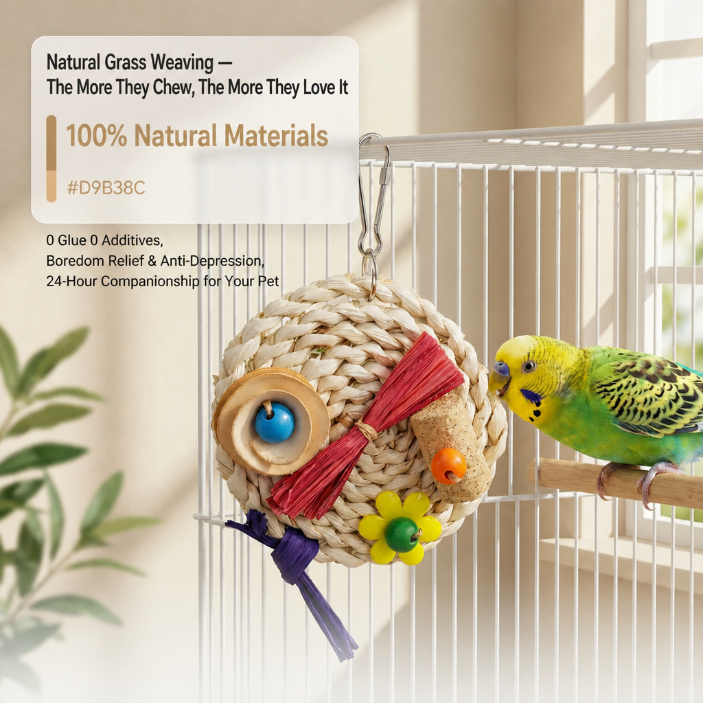 Straw woven hanging toy - head 001
