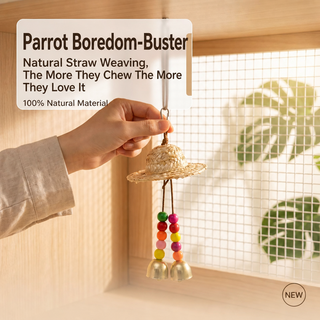 Straw hat parrot toy - main 1
