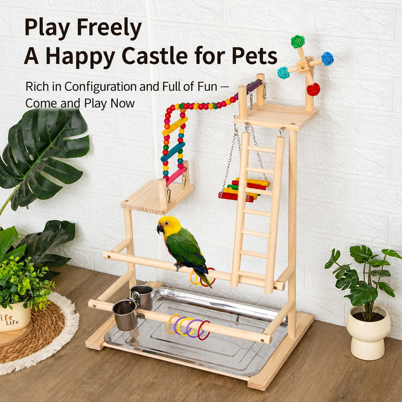 Solid Wood Bird Stand with Tra - head_001.png