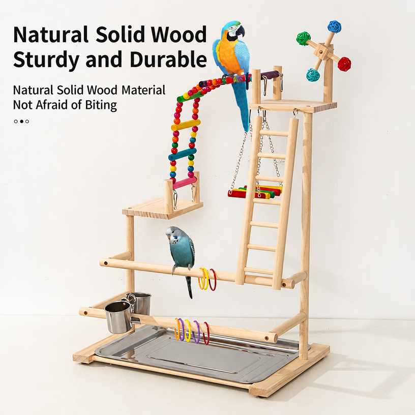 Solid Wood Bird Stand with Tra - head_002.png