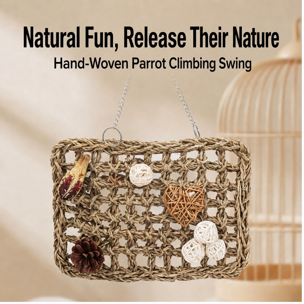 Natural seagrass parrot climbing swing - main image 2