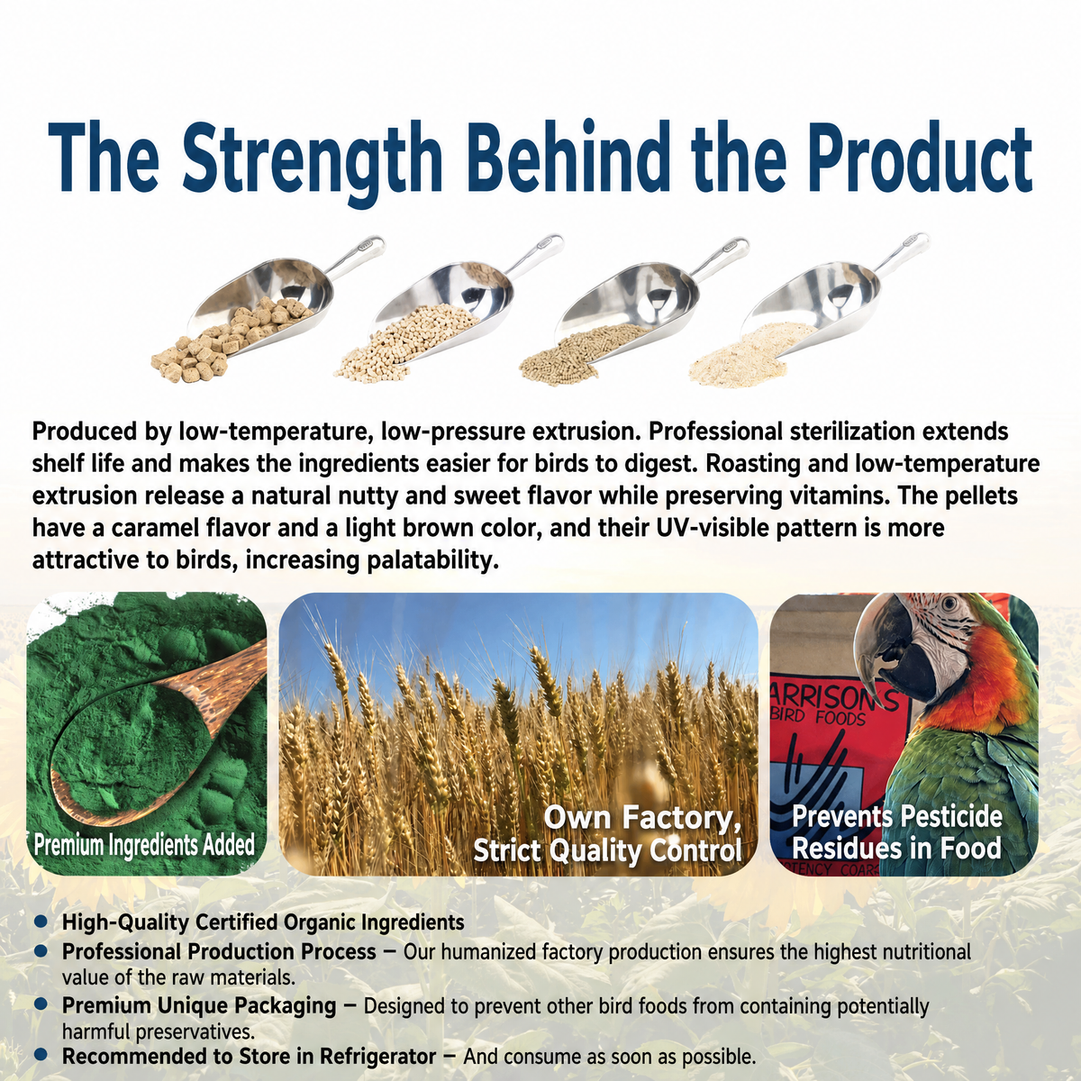 Organic parrot pellets - head 005