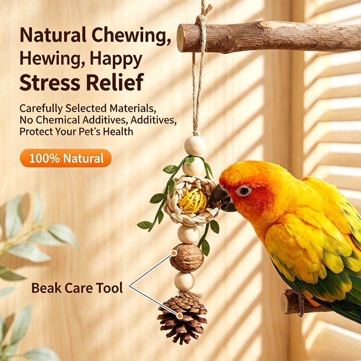 Parrot toys, corn husks, rattan balls, parrot bites, grinds, bird cages, hanging decorations, parrot bird toys